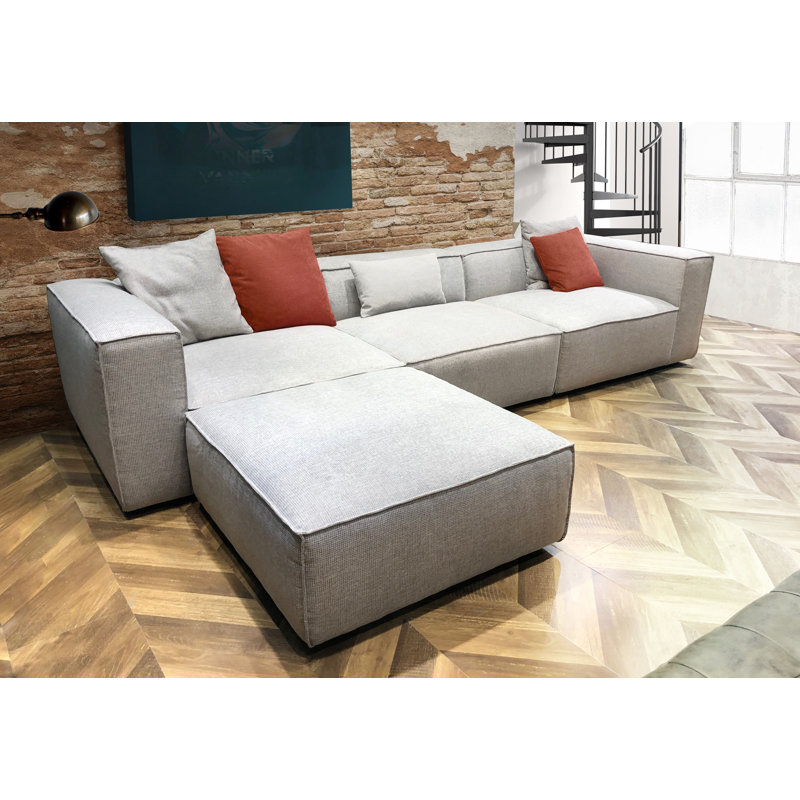 Canapé modulaire vice 4 pièces en tissu d'orge avec repose-pieds Vice