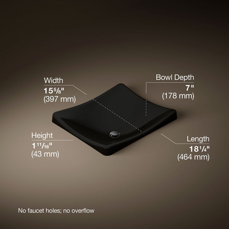 DemiLav Metal Specialty Vessel Bathroom Sink, Black