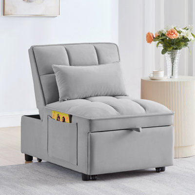 Chaise longue convertible avec dossier réglable et coussins
