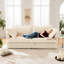 Coussin profond recouvert de velours côtelé 2 places - confortable, housse amovible, velours côtelé crème-1503083533
