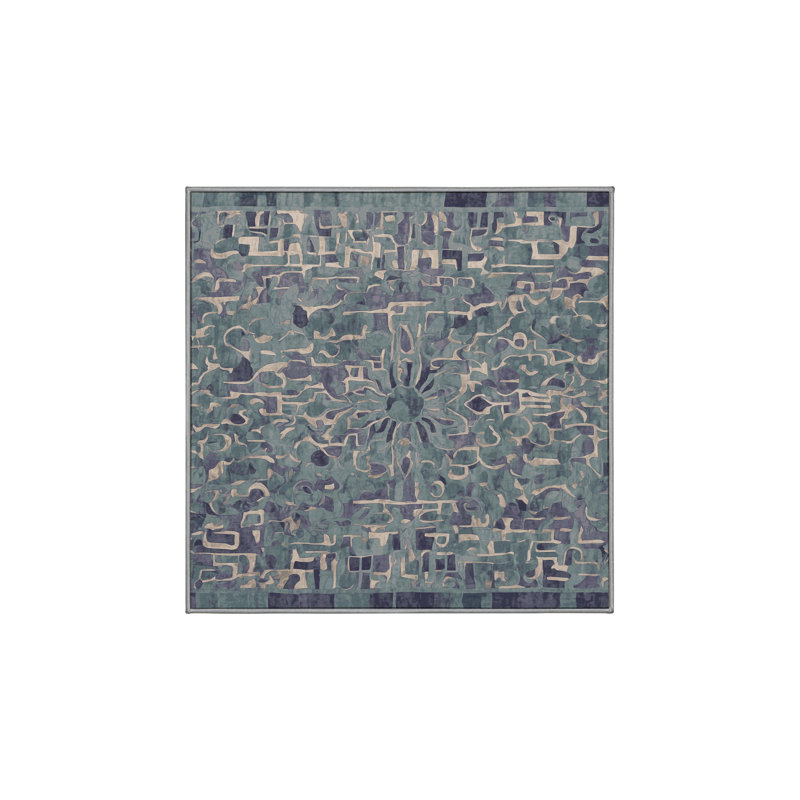 Machine Washable Gray Area Rug, Square 5'