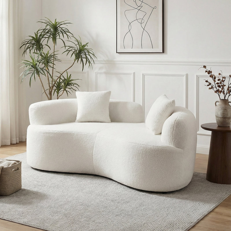 Causeuse incurvée Boneless Compression, Blanc + mousse + ressort + 2 sièges + minimaliste