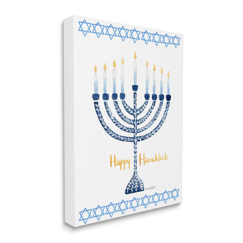 Joyeuse fête d’hiver en menorah-impression d’art graphique, Giclée encadrée noir minuit, H 30 po x l 24 po x P 1,5 po