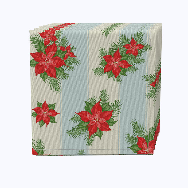 100% Cotton Pointsetta Square Napkin