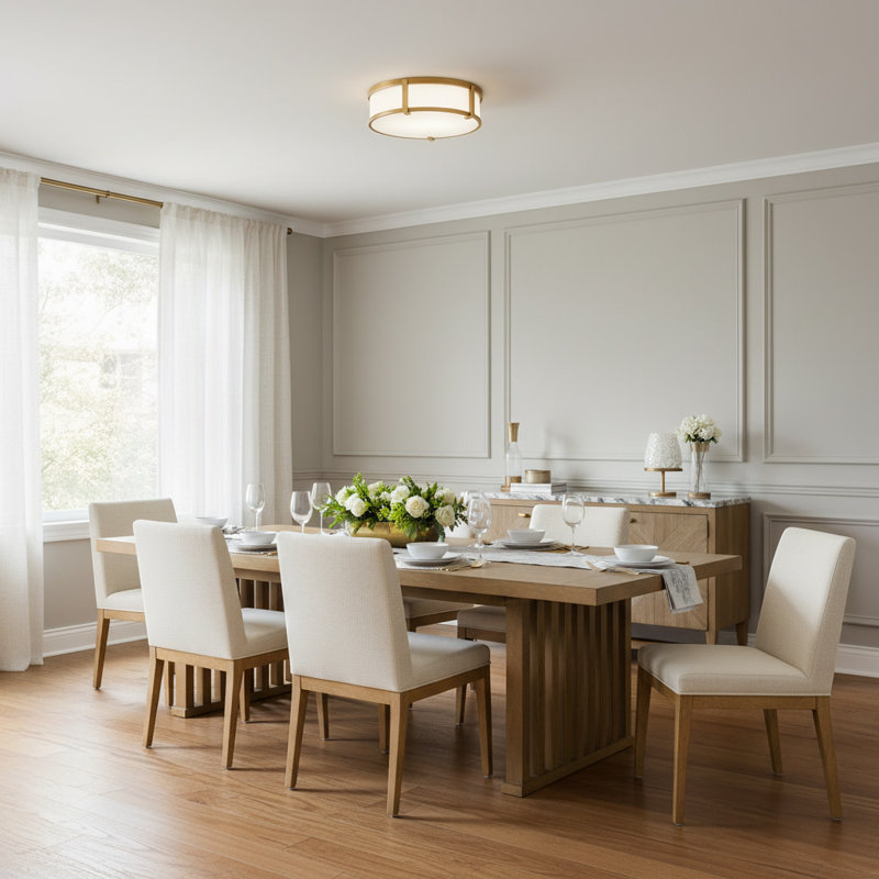 Lowell Modern Flush Mount Ceiling Light, Brushed Bronze, 4.75" H x 16" W x 16" D