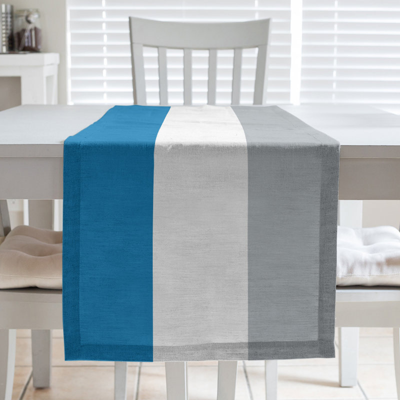 New Orleans Football Stripes Table Runner, 72" x 16", Polyester, Detroit Football Sky Blue/Light Gray