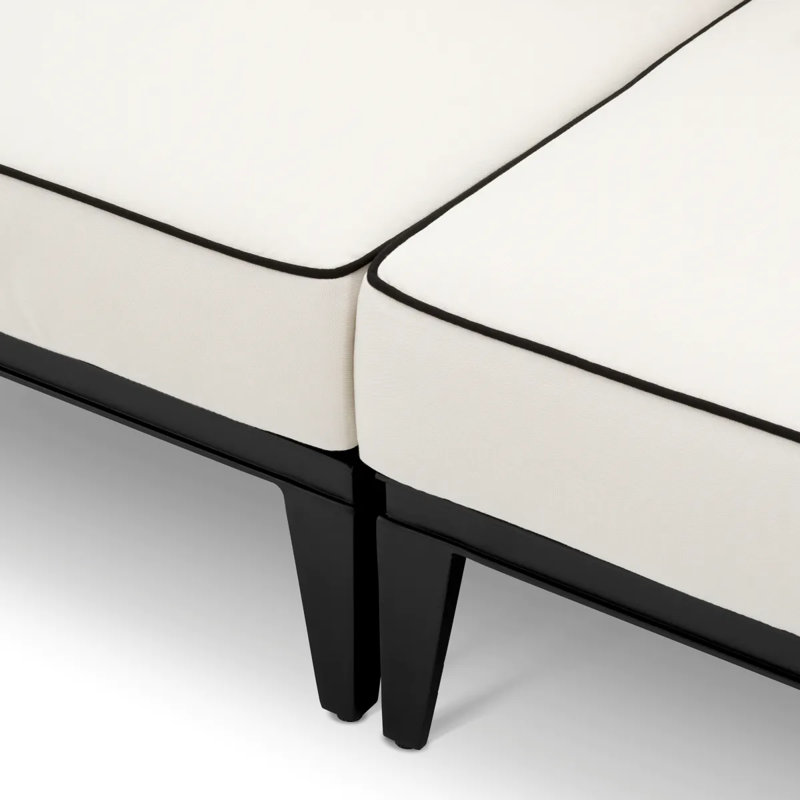 Outdoor 2 - Seat Loveseat, Beige Cushion/Black Frame