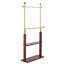 Portemanteau en acier inoxydable doré doré, portemanteau en bois massif de couleur noyer, conception haute de 68,9 pouces avec cloison en bois massif (une armoire pour plusieurs utilisations)