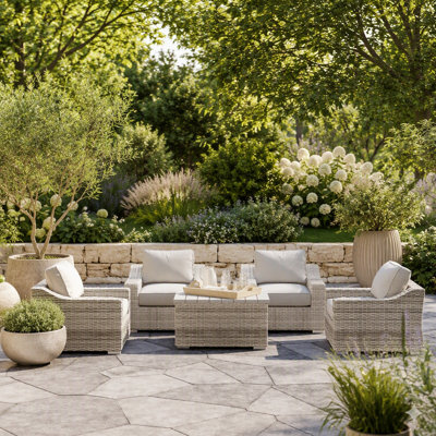 LSI 4 Piece All Weather Wicker Sectional Seating Group With Cushions – Fully Assembled