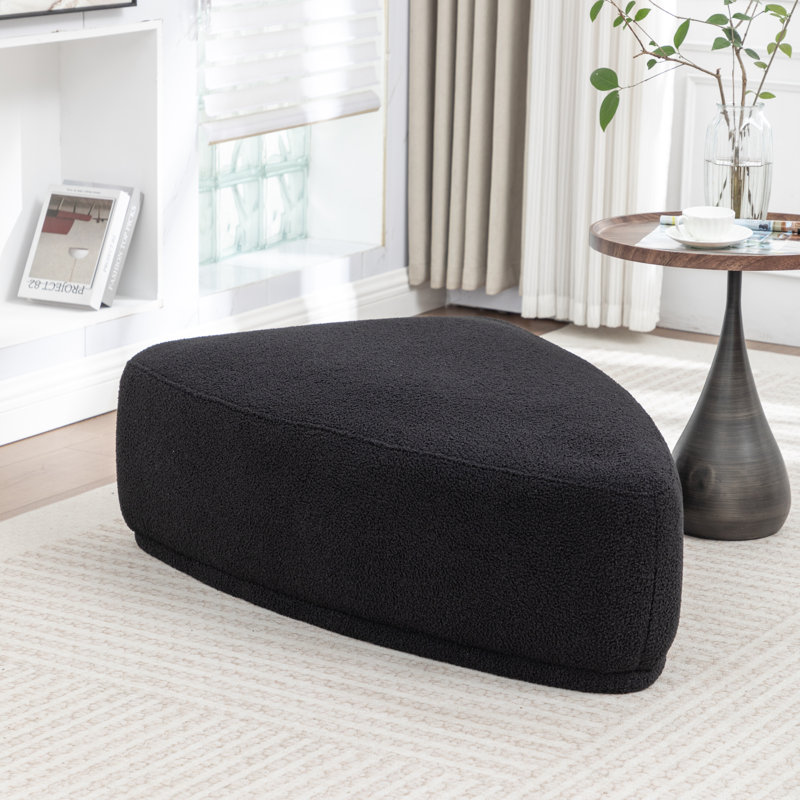 Sam Faux Fur Upholstered Ottoman, Black