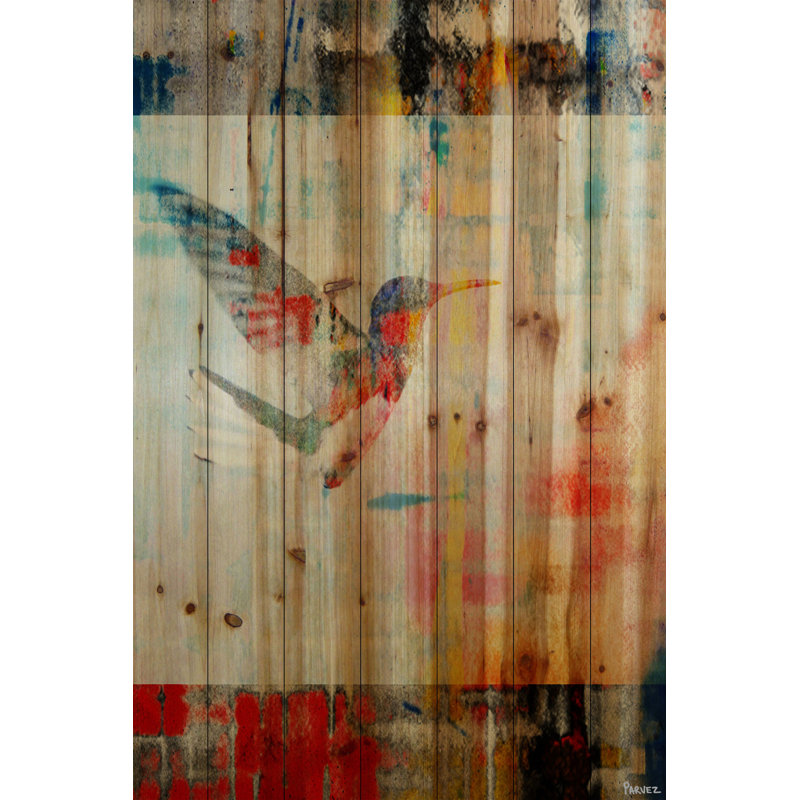 «Murchison Humming Bird Flies», reproduction d'art, H 45 po x l 30 po, Bois