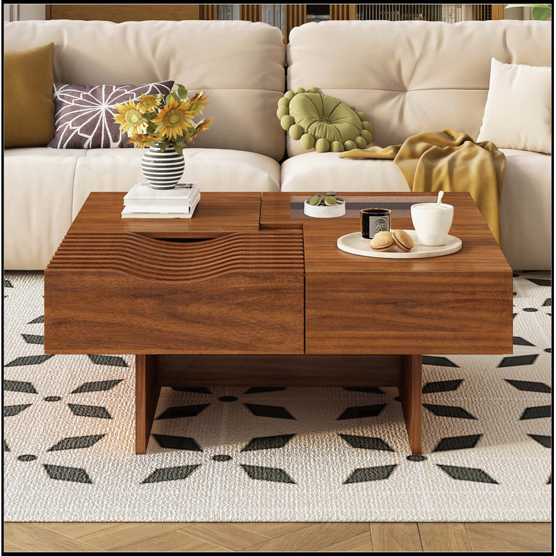 Table basse 33 po Mid Century, Brun