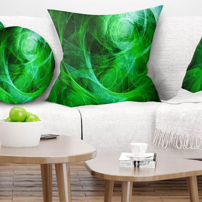 Texture de ciel orageux vert - coussin imprimé abstrait, 18 po x 18 po, Coussin décoratif