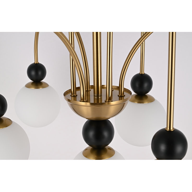 Lustre 32,3 "en cuivre et noir avec lumières, 9