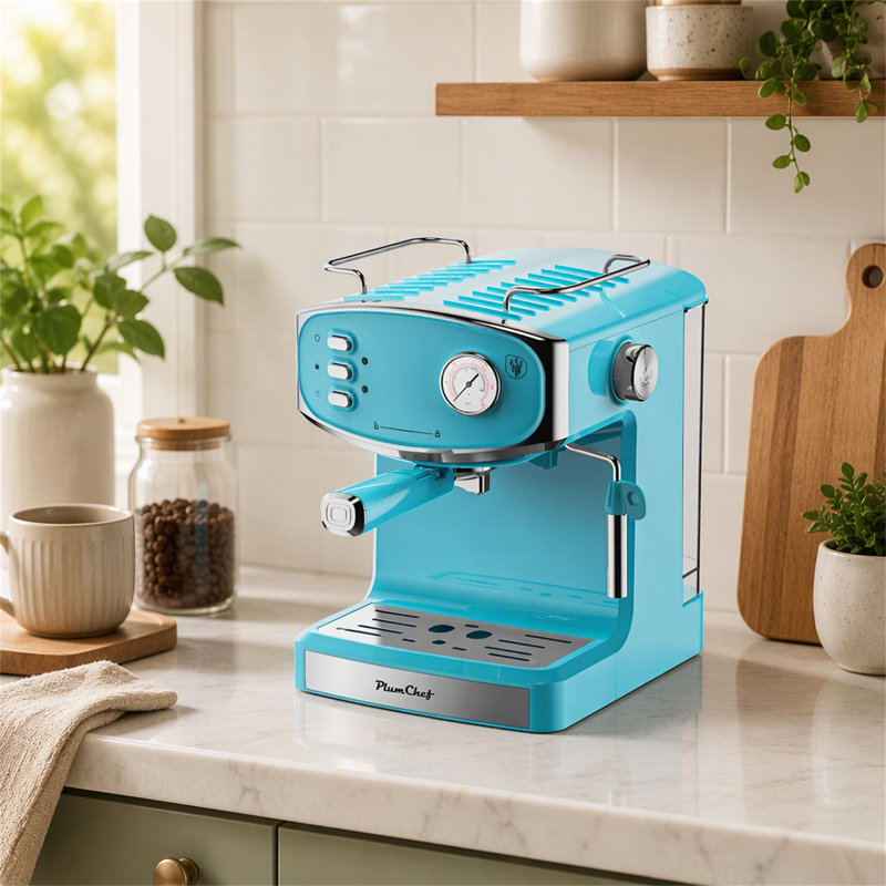 Machine à espresso semi-automatique avec mousseur à lait et manomètre