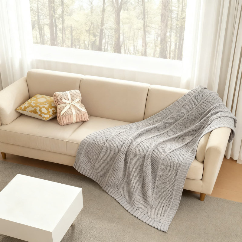 Jeté Chenille, Gris