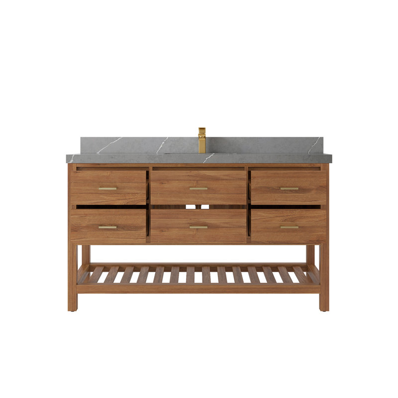 Ensemble de meuble-lavabo simple 60 po Parker, Gris Piatra