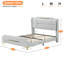 Grand lit tapissier en polyuréthane avec tête de lit à oreilles et sans sommier, capacité de 800 lb, structure sous le lit de 4 pouces en cuir gris, tête de lit, lattes solides, capacité-1584895060-1584895062
