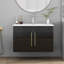 Ensemble de meuble-lavabo mural noir brillant 30 po avec lavabo-863309345