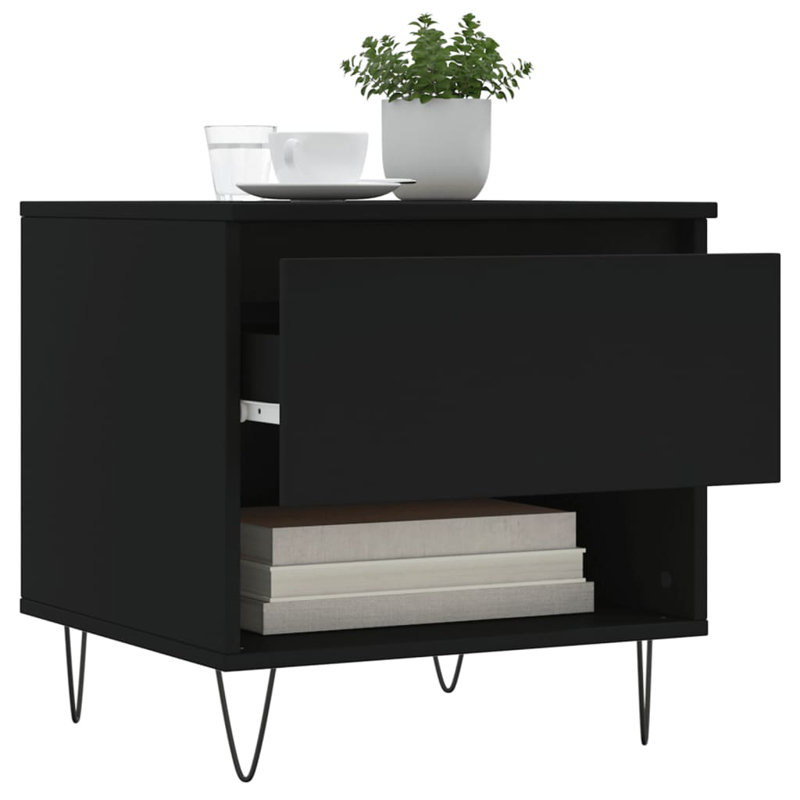 Four Leg Coffee Table with Storage, Black