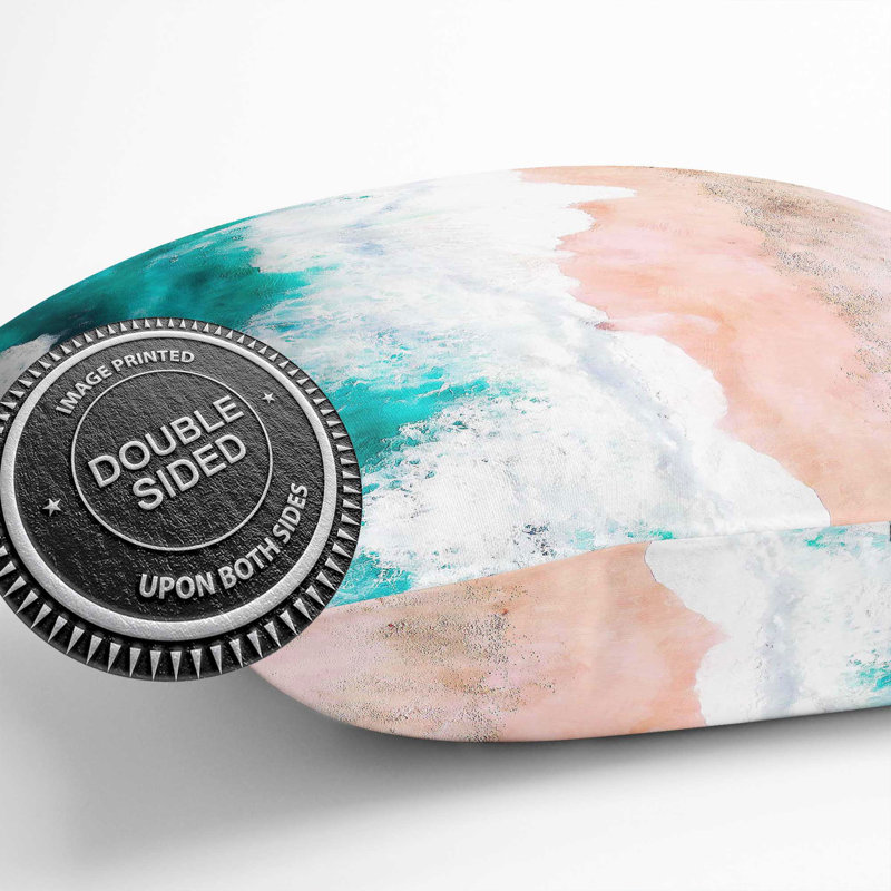 Ocean upon a Californian Beach Painting Cushion with Filling, 40cm H x 40cm W x 15cm D