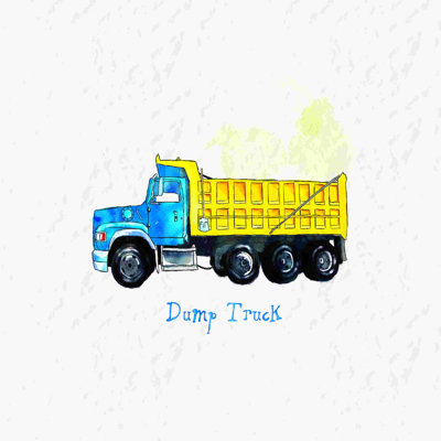 «Watercolor Dump Truck», reproduction sur toile tendue