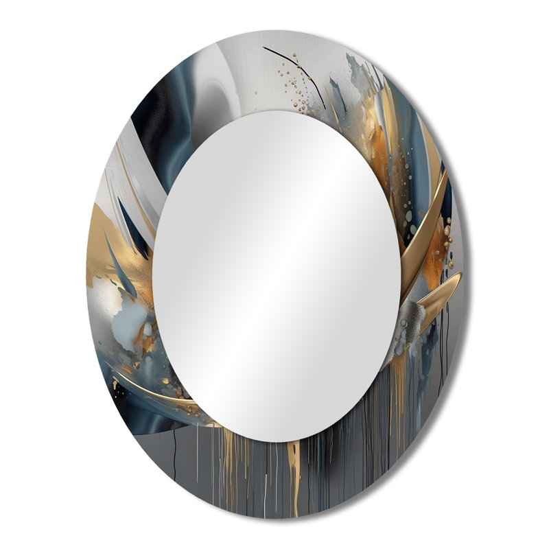 Abstract Shapes And Infinity Lines I - Modern Oval Wall Mirror, 43" x 33"