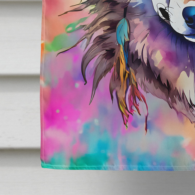 Drapeau de maison de loup hippie
