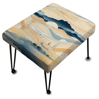 Coastal Landscape Minimal In Blue - Boho Rectangle Ottoman