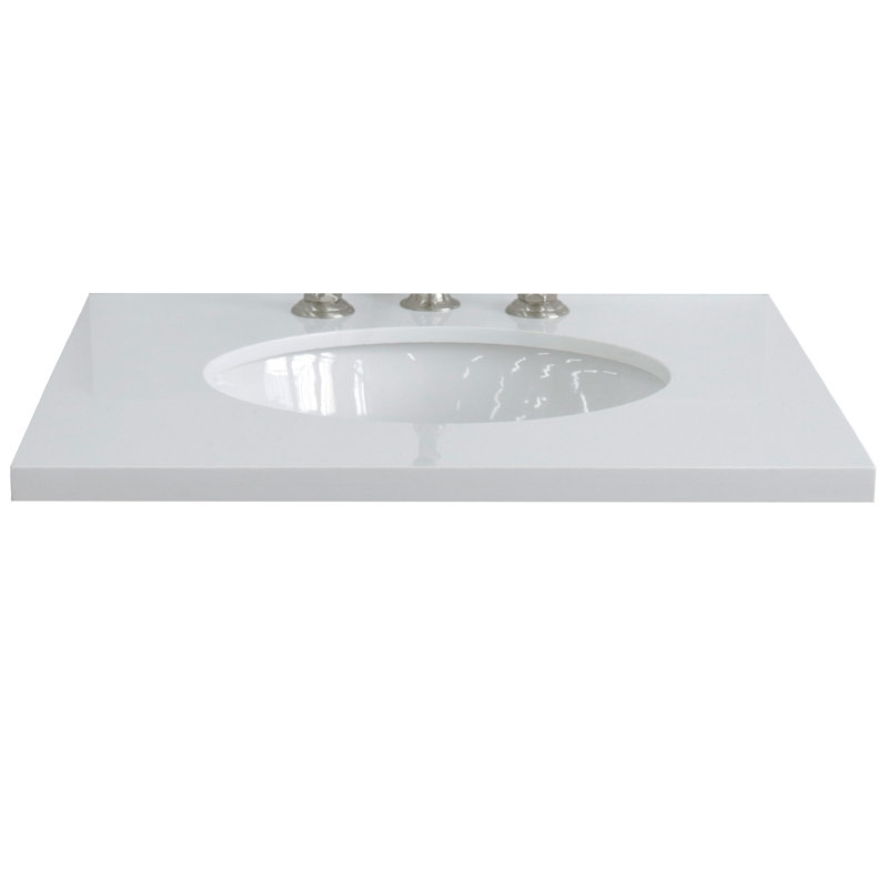Comptoir de meuble-lavabo simple 25 "en quartz blanc avec lavabo