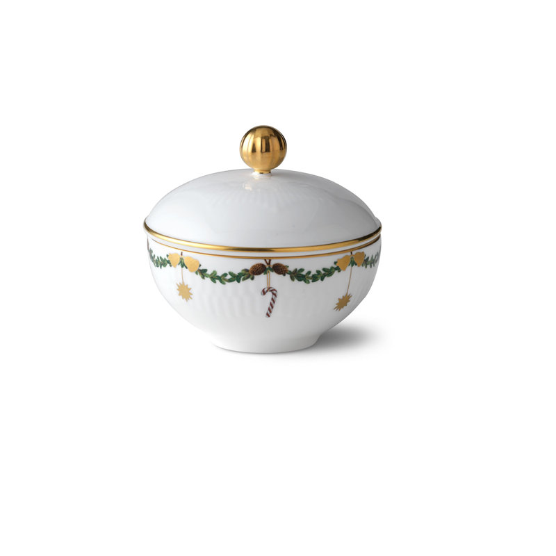 Royal Copenhagen Star Fluted Christmas 5 oz. Sugar Bowl with Lid