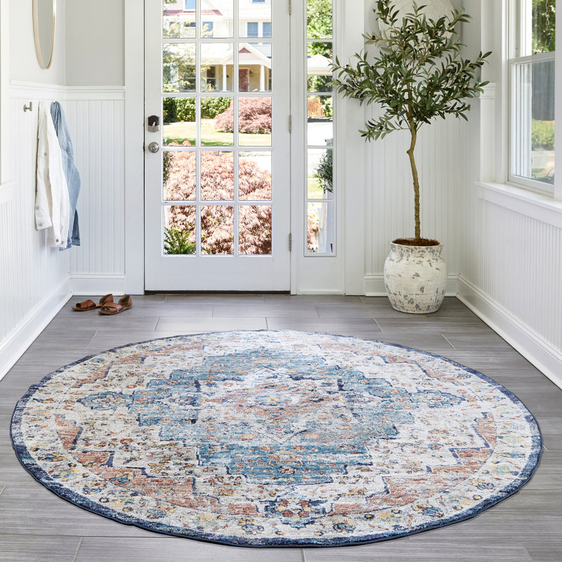 Deja Oriental Machine Woven Area Rug , Round 4'