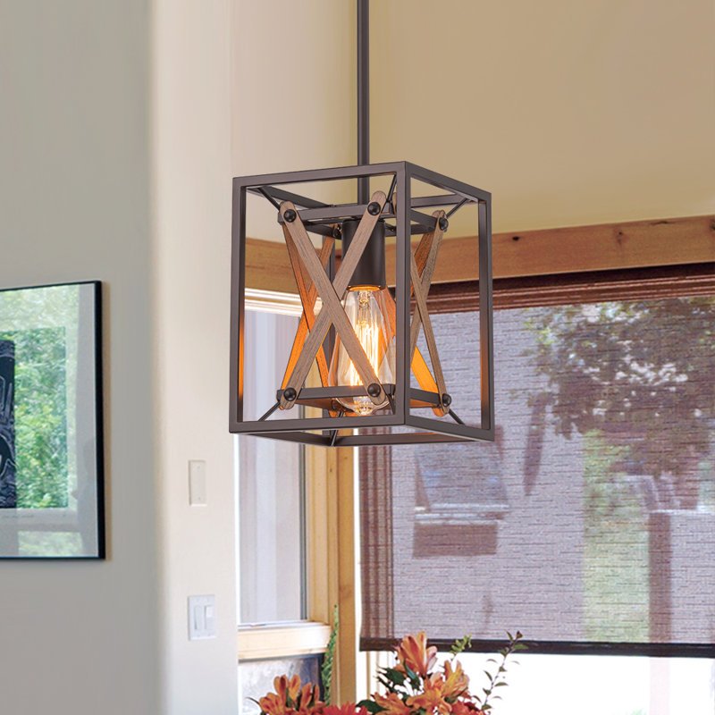 Luminaire suspendu carré 1 lumière Farmhouse