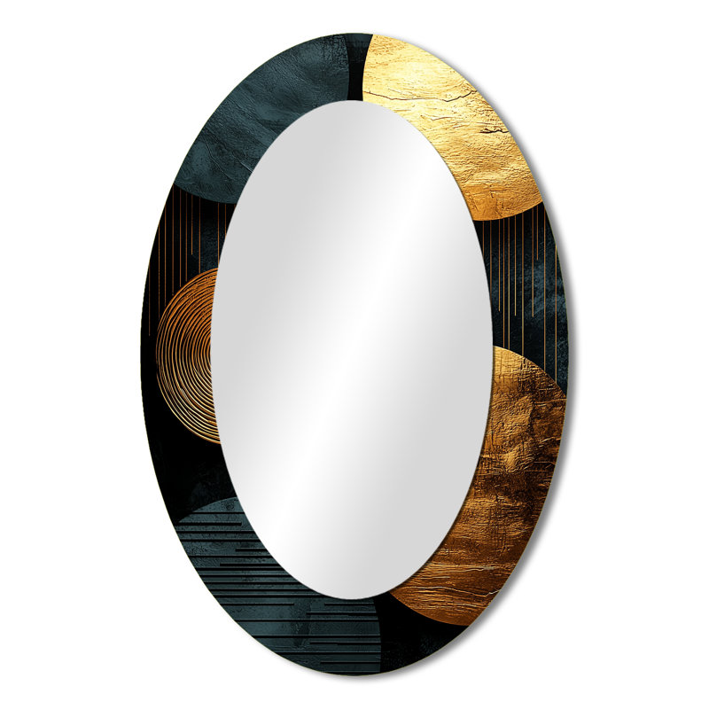 Géométrique Art Decor Essential Forms VI - Miroir mural moderne ovale, 36 po x 24 po