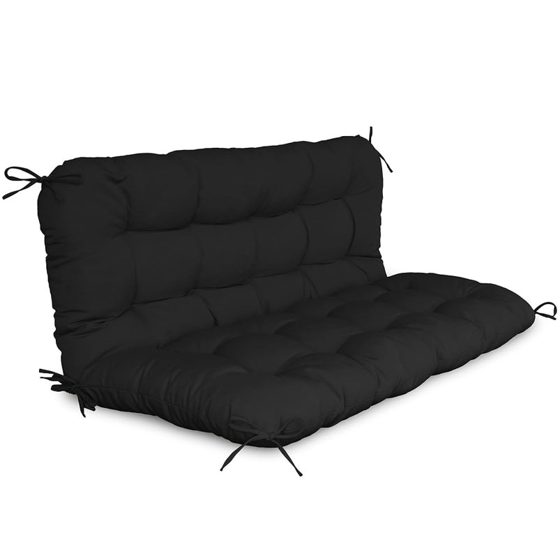 Waterproof Porch Swing Cushion Outdoor Bench Cushion for 2-3 Seater, Black