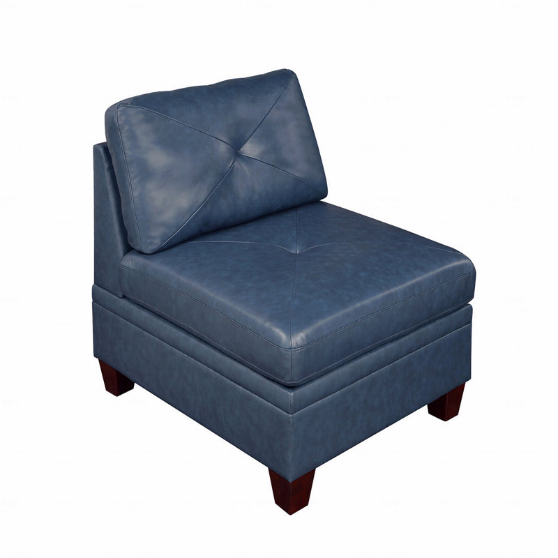 Fauteuil rembourré en cuir véritable de style contemporain