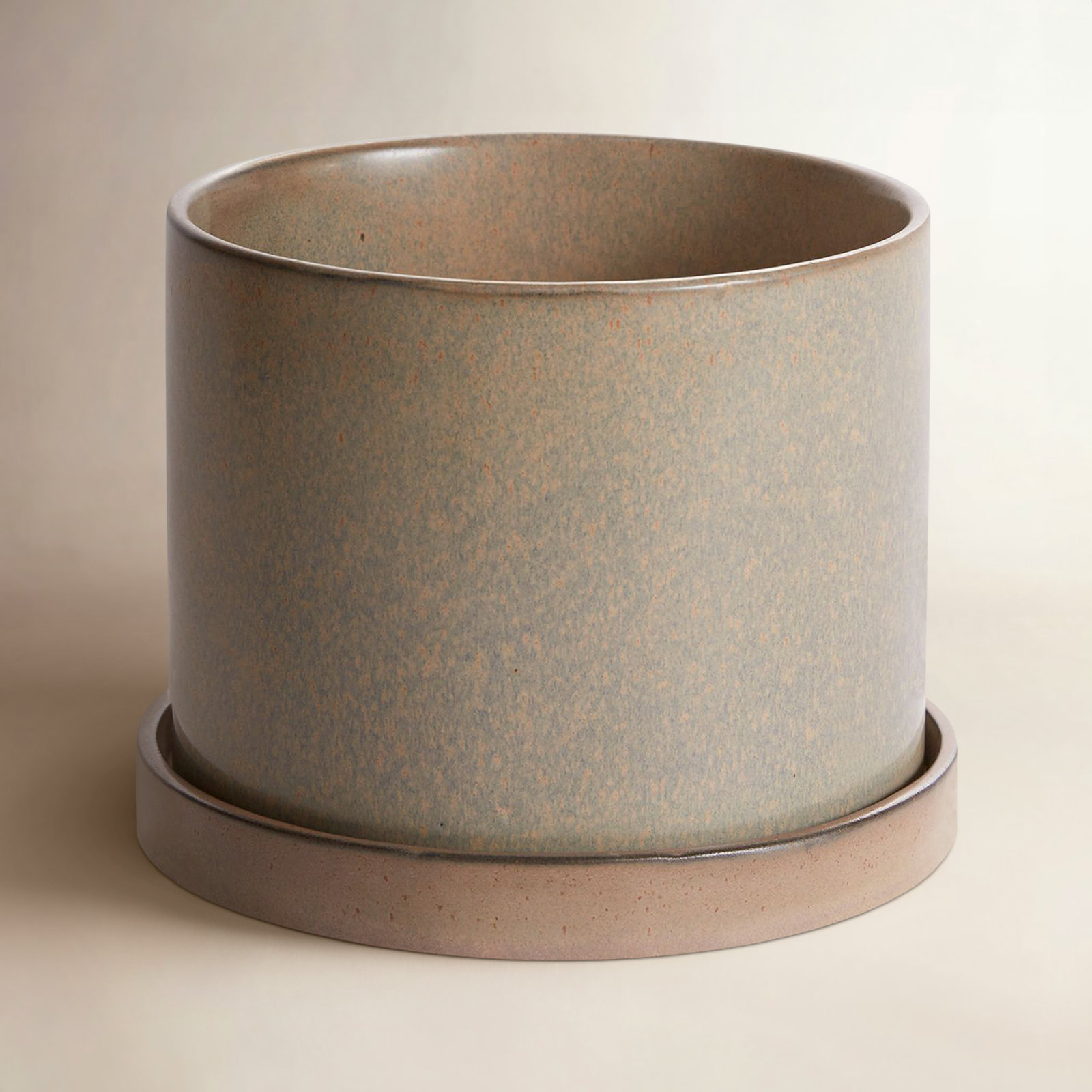Tyron 7" Ceramic Pot Planter, Tan, 7" H x 6.5" W x 6.5" D