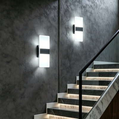 Dimmable Modern Wall Sconce with Rectangular Acrylic Lampshade, 6000K Hardwired