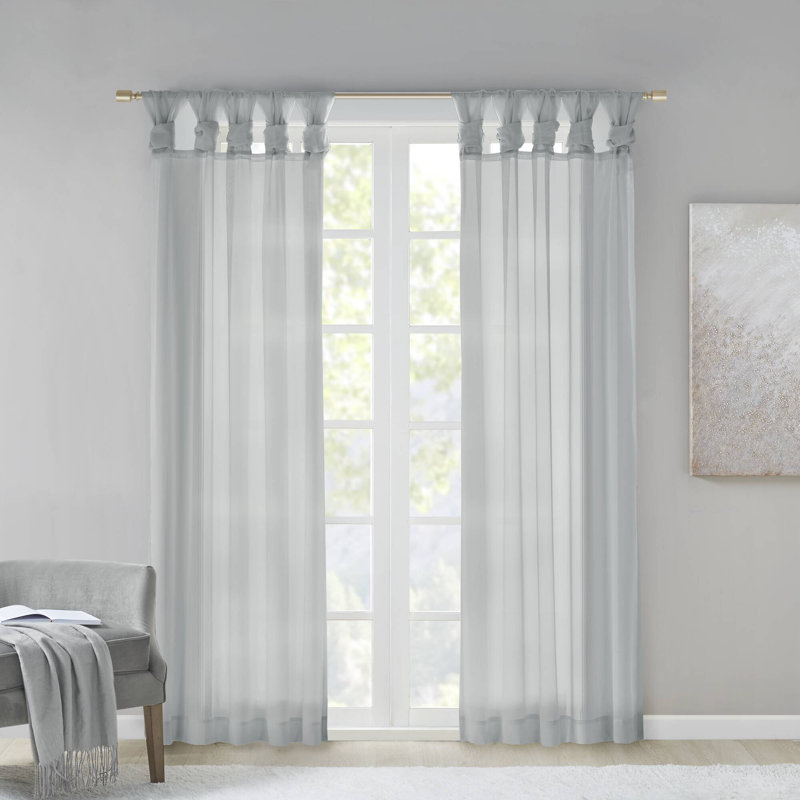 Paire de rideaux transparents Baisden Lester , Gris clair, L 50 po x L 84 po