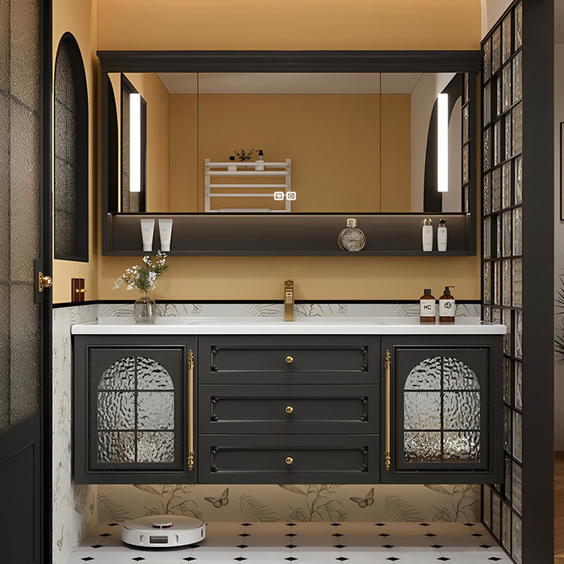 French style retro simple bathroom cabinet., 21.7" H x 55.5" W x 19.7" D