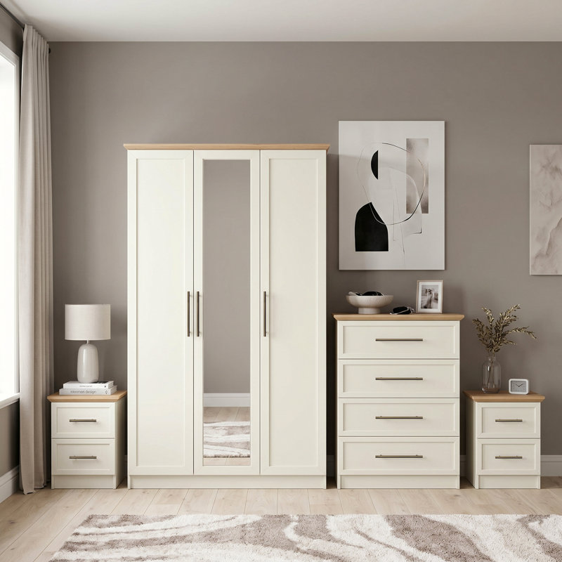 Cleverton 4 Piece Compact Bedroom Storage Set, Ivory
