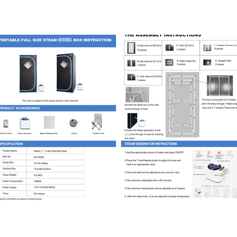 Portable Steam For Home - Personal Spa Enjoyment Zone. Grey. 2.2L Generator. 150F Max Heat. Approved. Remote Controlled With Timer. Foldable Chair. Waterproof & Heatproof Material. Easy Installation