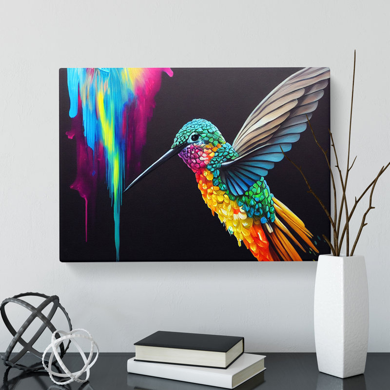 XXX-H1022-WF-4787X Hummingbird In Colour Vol.1 Abstract - Wrapped Canvas Print, 35cm H x 50cm W x 3cm D