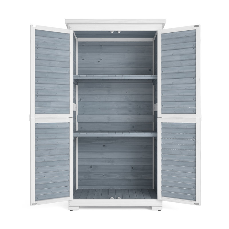 Abri de jardin vertical en bois massif de 1,58 m de hauteur, Gris