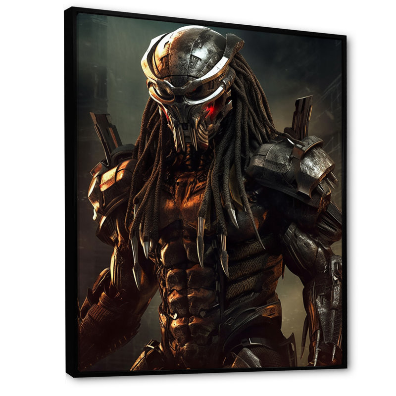Cosmic Alien Preda I sur impression sur toile, H 44 po x l 34 po x P 1,5 po, Cadre flottant noir