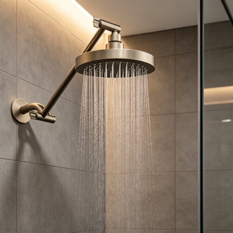 8-Inch Round Rain Shower Head with 11-Inch Shower Arm – Shower Head & Extension Arm Combo, Height Adjustable, High-Pressure Performance, Easy 1-Minute Installation