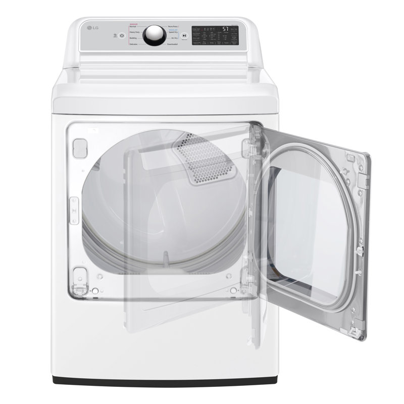 LG 7.3 cu. ft. Ultra Large Capacity Smart Wi-Fi Enabled Rear Control Electric Dryer with Easyload Door, White