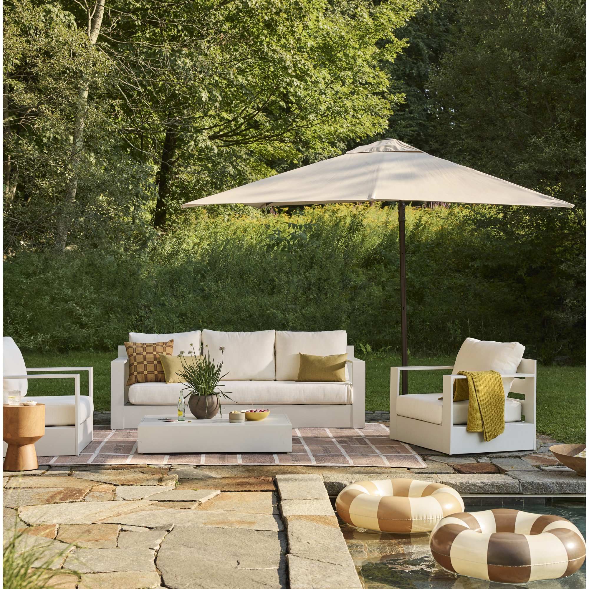 Cora 103.2" Square Cantilever Umbrella, Bronze, Antique Beige Sunbrella® Canvas