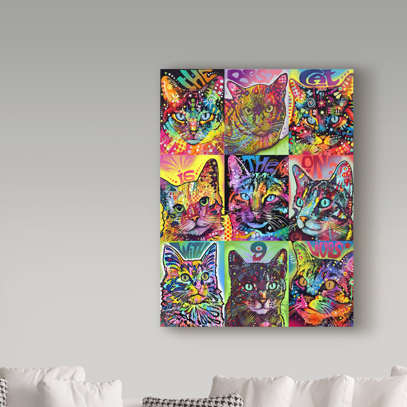 Colorful Psychedelic Cat Portrait Gallery-Wrapped Canvas Art