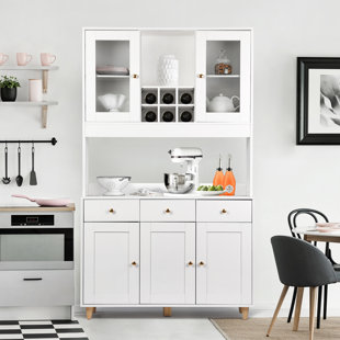 Metal Kitchen Pantry Storage Cabinet with DIY Pegboard Wall White